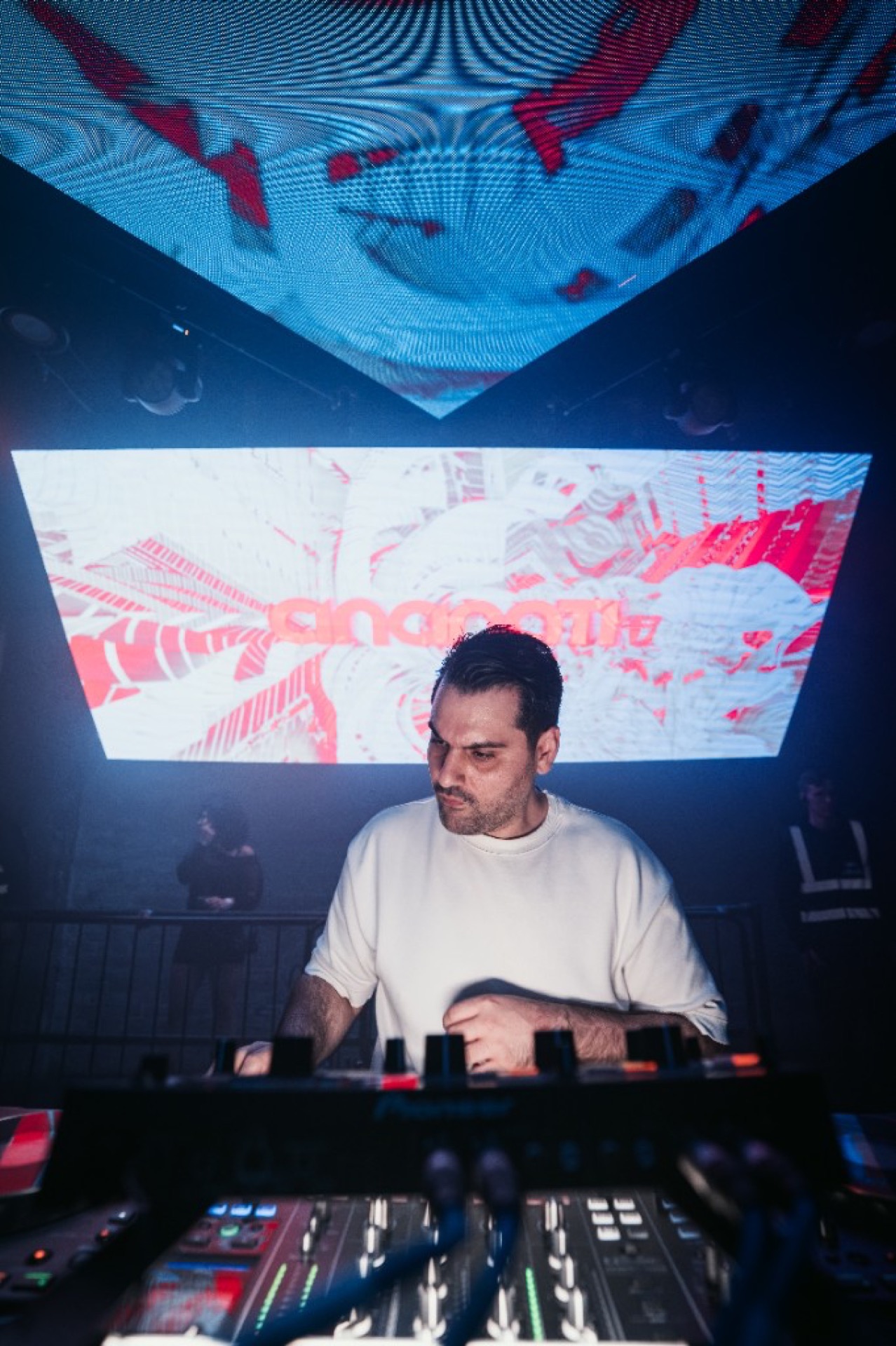Crowded London nightclub with LED ceiling — Persian DJ party atmosphere